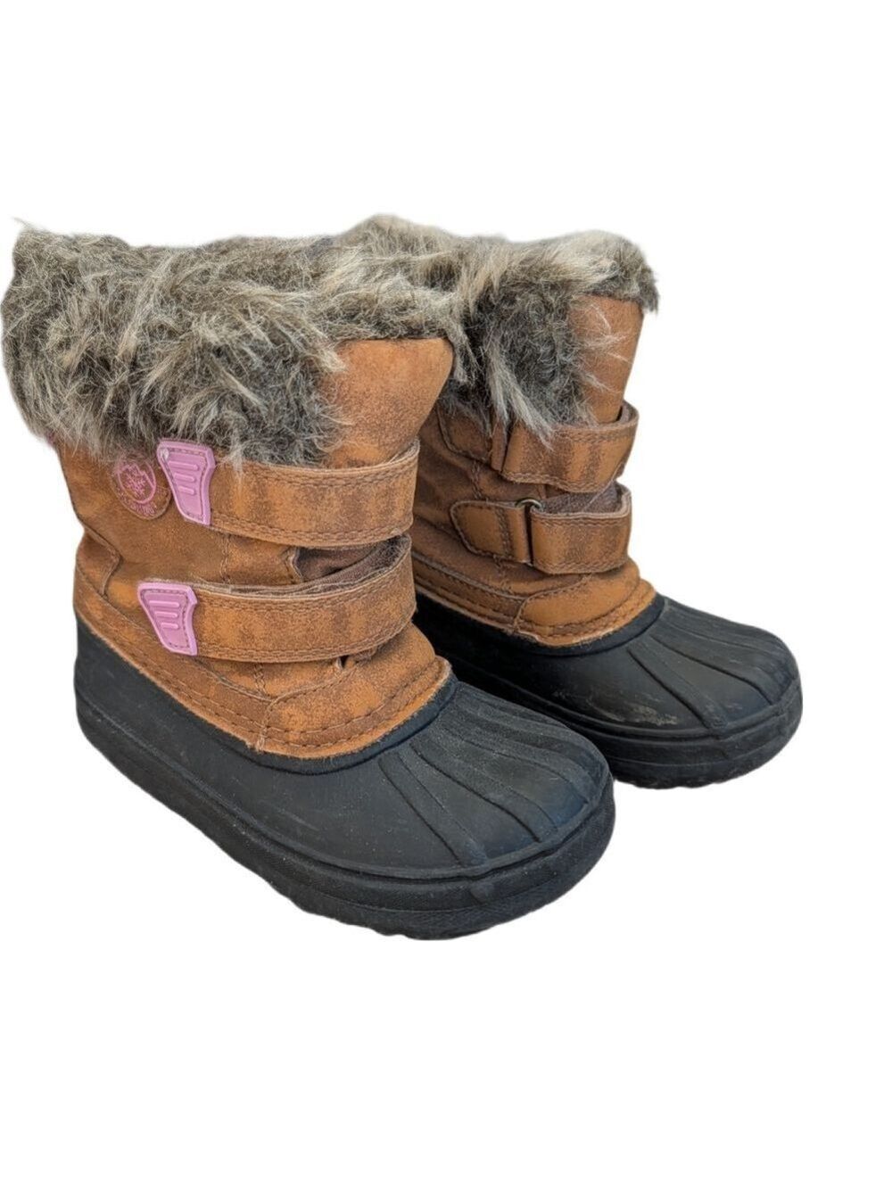 🩵 4/$20 Joe Fresh Kids' Tan and Black Boots with Pink Accents‎
